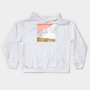 Arty rose gold glitter marble Kids Hoodie